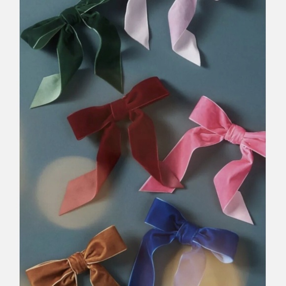 NWT Anthropologie Velvet Bow Clip-On Multicolor Ornaments *Set of 6* - Picture 2 of 4
